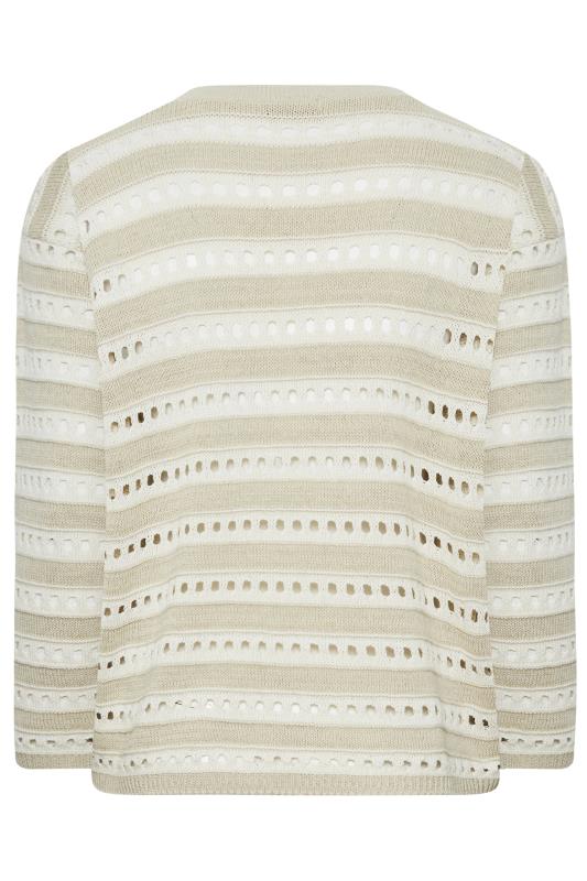 YOURS Plus Size Curve White Stripe Crochet Jumper | Yours Clothing  7