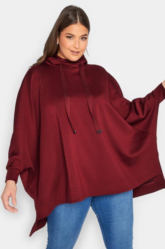 YOURS LUXURY Plus Size Red Tie Detail Oversized Hoodie | Yours Clothing 1