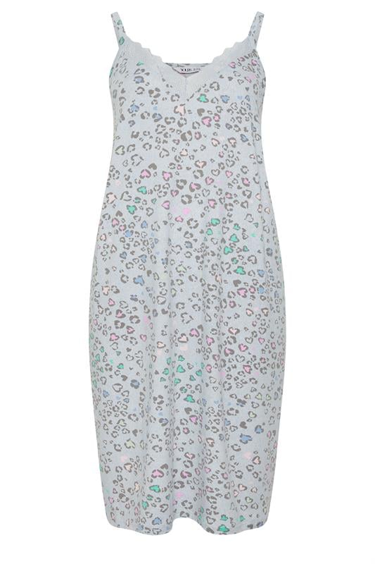 YOURS Plus Size Grey Leopard Print Soft Touch Chemise Nightdress | Yours Clothing 5
