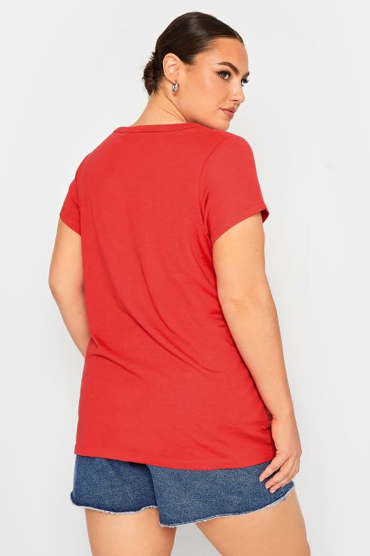 YOURS Curve Plus Size Red Essential T-Shirt | Yours Clothing  3
