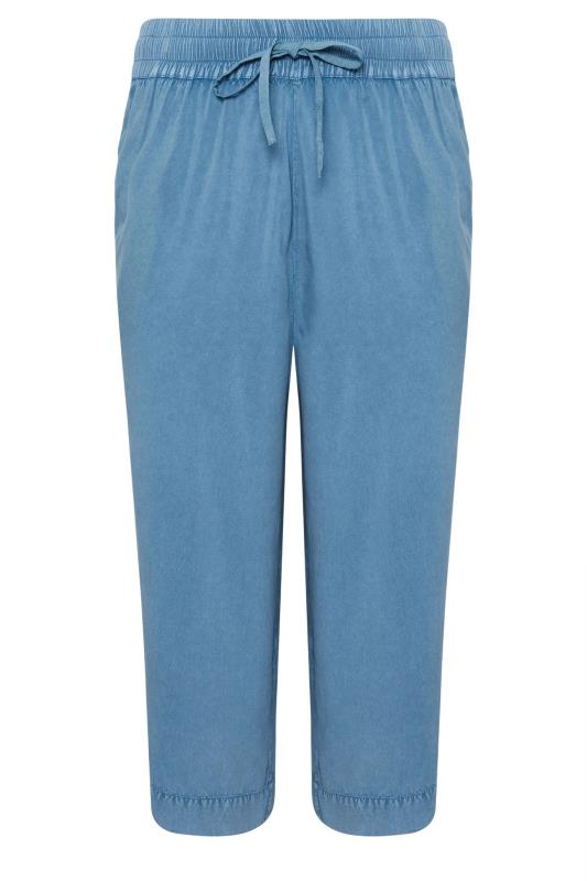 YOURS Plus Size Blue Chambray Culottes | Yours Clothing 6
