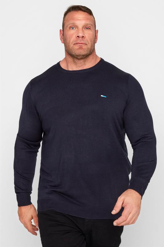Men's  BadRhino Big & Tall Navy Blue Essential Knitted Jumper
