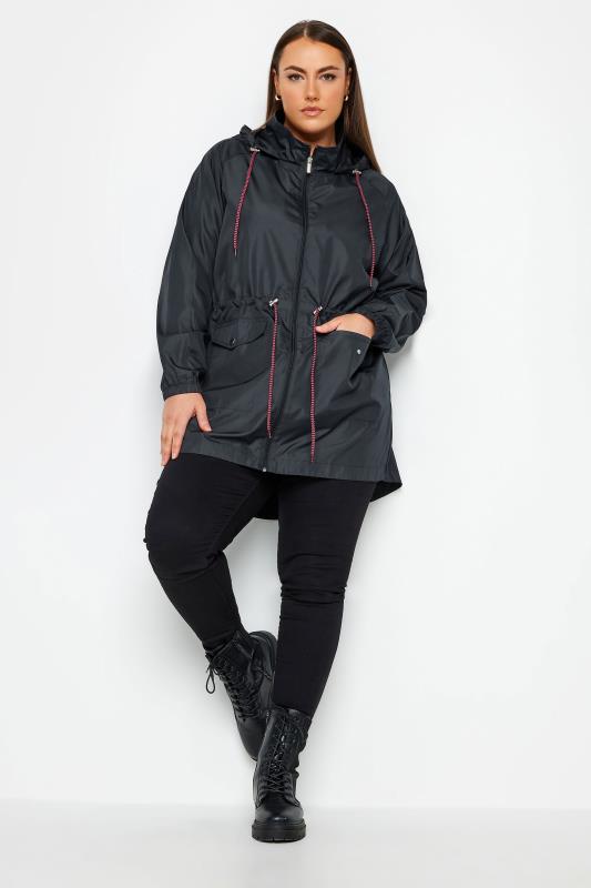 YOURS Plus Size Navy Blue Drawstring Lightweight Parka Jacket | Yours Clothing 2
