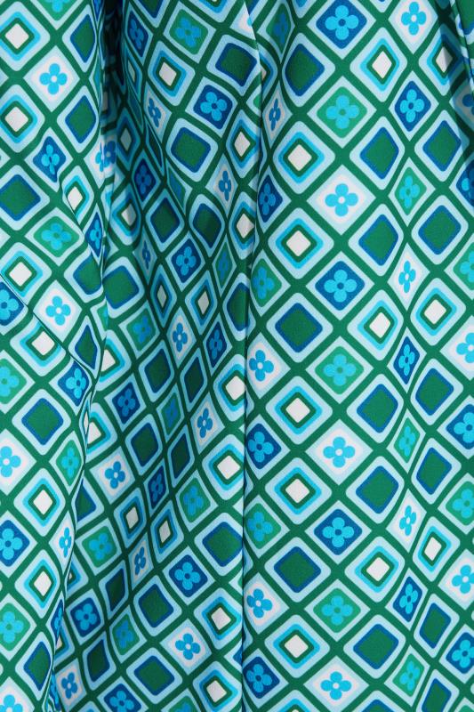 LIMITED COLLECTION Plus Size Green Retro Geometric Print Blazer | Yours Clothing 5