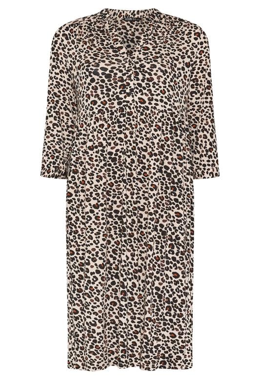 YOURS Plus Size Natural Brown Leopard Print Midi Dress | Yours Clothing 6