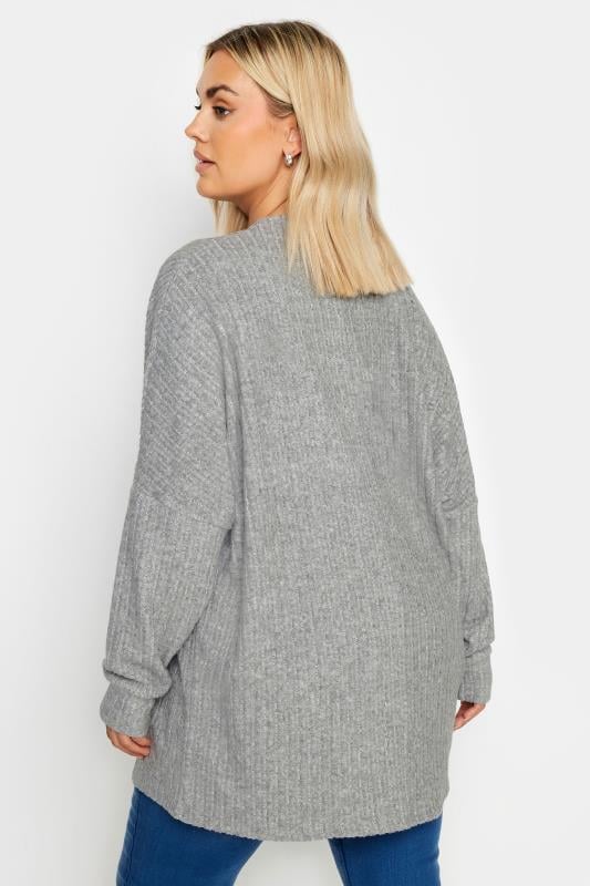 YOURS Plus Size Grey Ribbed Soft Touch Jumper | Yours Clothing 3