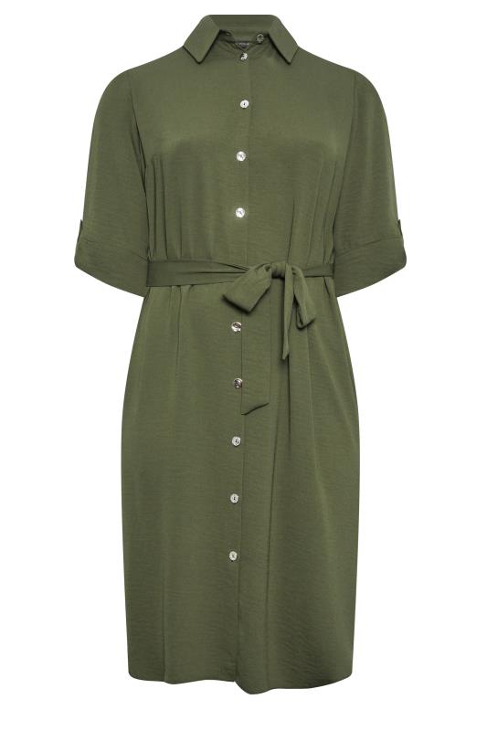YOURS Plus Size Khaki Green Midi Shirt Dress | Yours Clothing 5