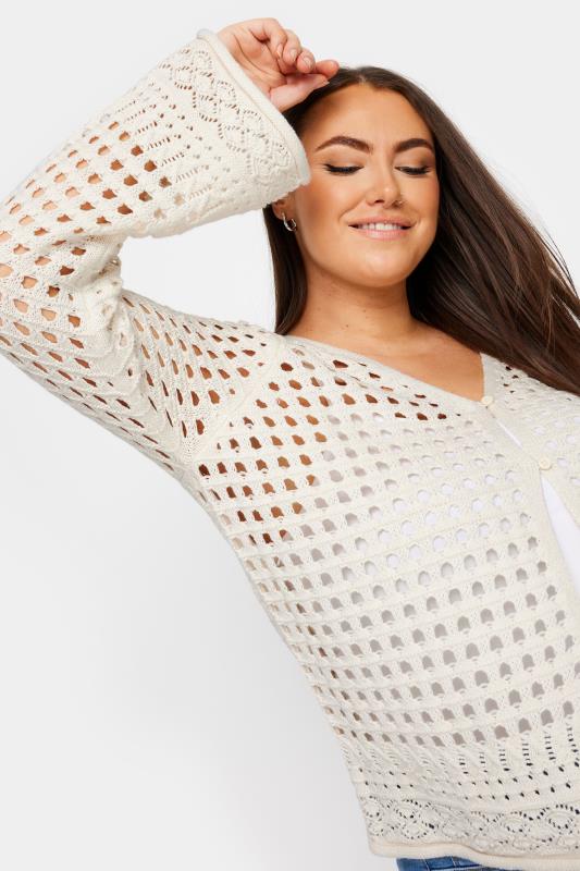 YOURS Curve Ivory White Button Through Crochet Cardigan | Yours Clothing 4