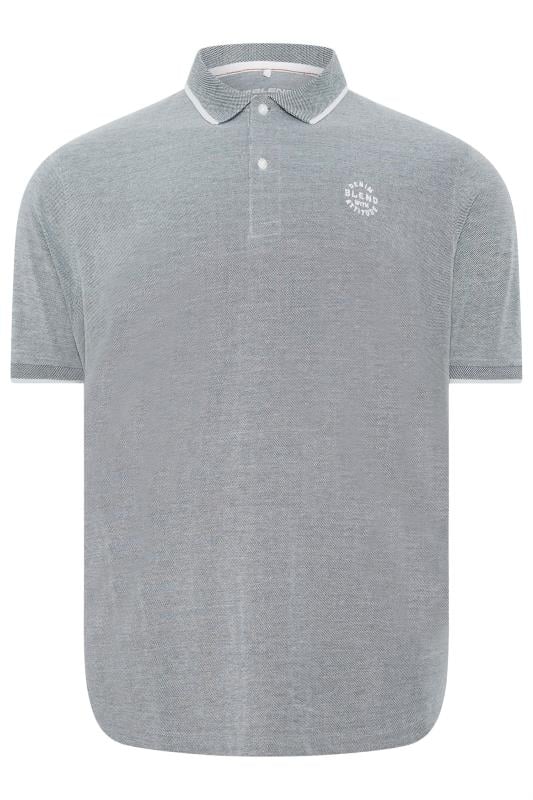 BLEND Big & Tall Light Grey Logo Polo Shirt | BadRhino 3