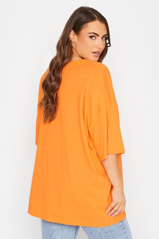 Plus Size Light Orange Oversized Boxy T-Shirt | Yours Clothing 3
