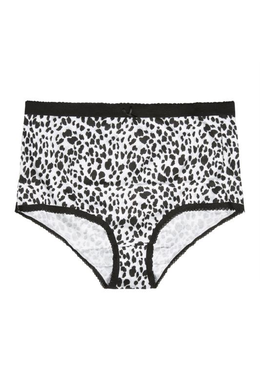 5 PACK Black & White Leopard Print High Waisted Full Briefs | Yours Clothing 5