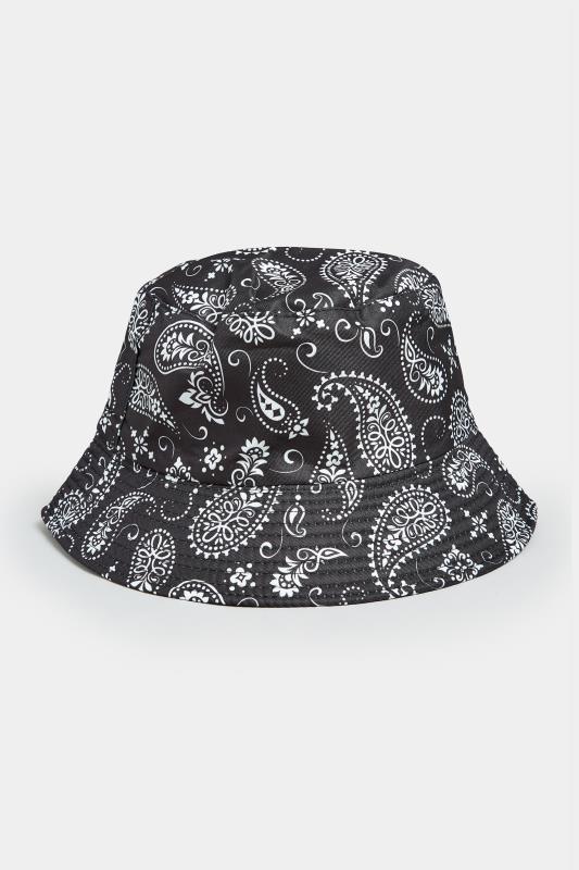 Black Paisley Print Bucket Hat | Yours Clothing