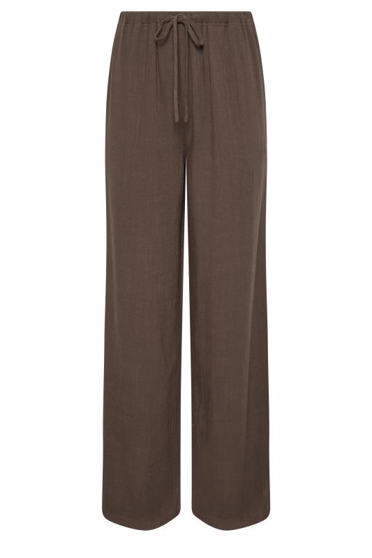 LTS Tall Women's Chocolate Brown Wide Leg Linen Look Trousers | Long Tall Sally 4