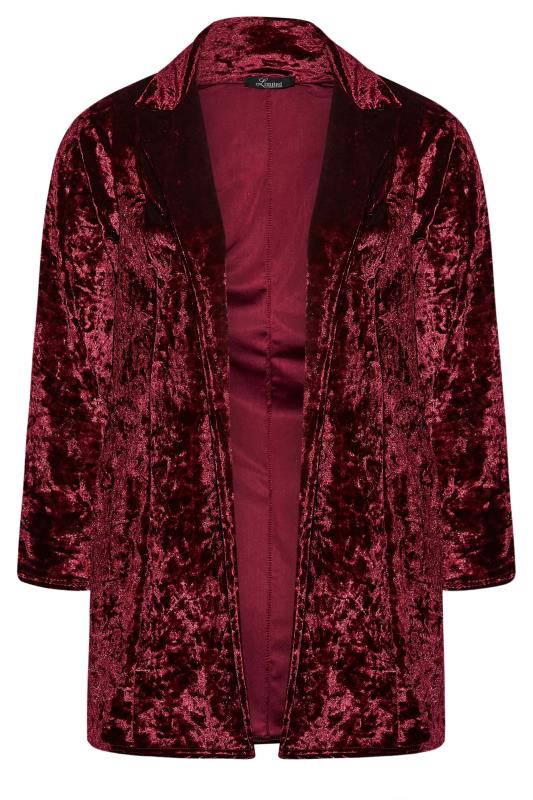 LIMITED COLLECTION Plus Size Red Velvet Long Sleeve Blazer | Yours Clothing  5