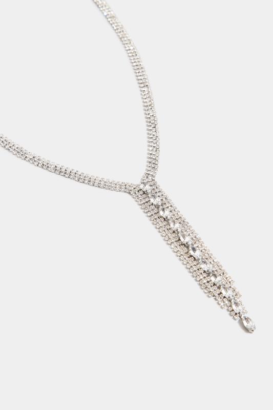 Silver Tone Diamante Necklace | Yours Clothing  3