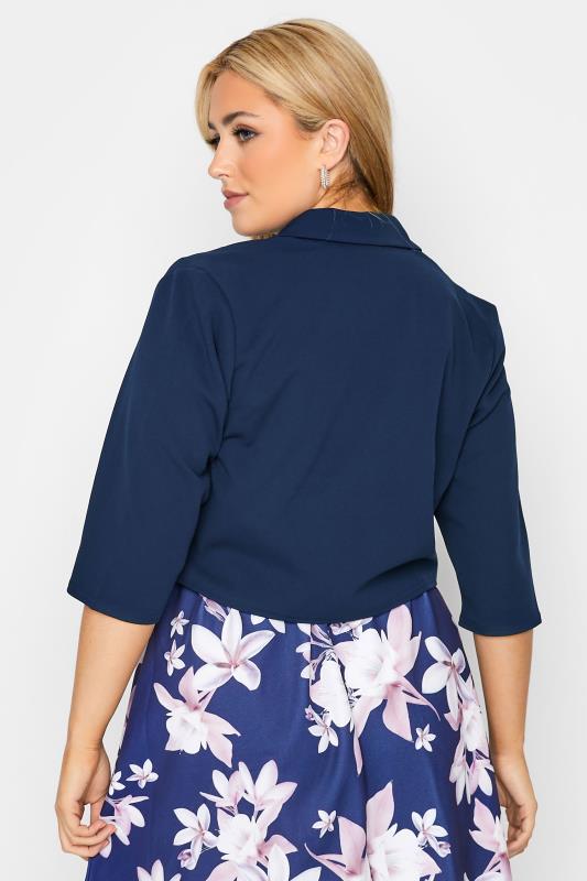 Plus Size Navy Blue Cropped Blazer | Yours Clothing 3