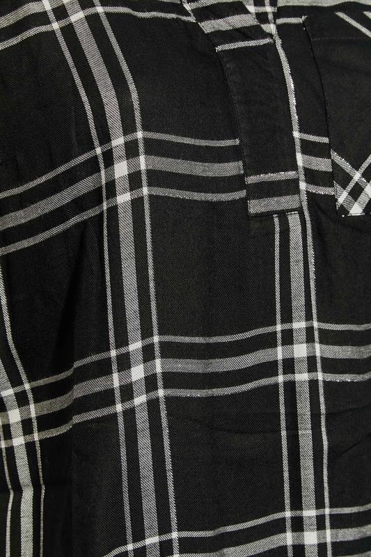 Plus Size Black Checked Overhead Shirt | Yours Clothing 5