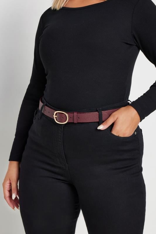 Plus Size  Burgundy Red Oval Buckle Belt