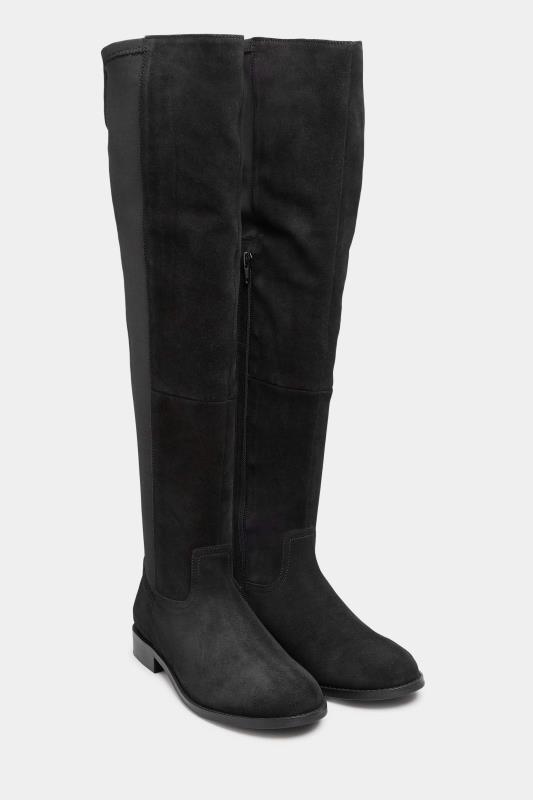LTS Black Over The Knee 50/50 Suede Boot In Standard D Fit 2