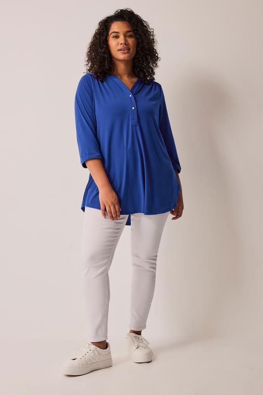 EVANS Plus Size Cobalt Blue Jersey Shirt | Evans 3