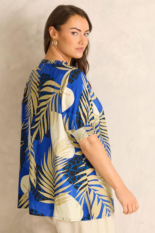 EVANS Plus Size Blue Abstract Tie Neck Blouse | Evans 2