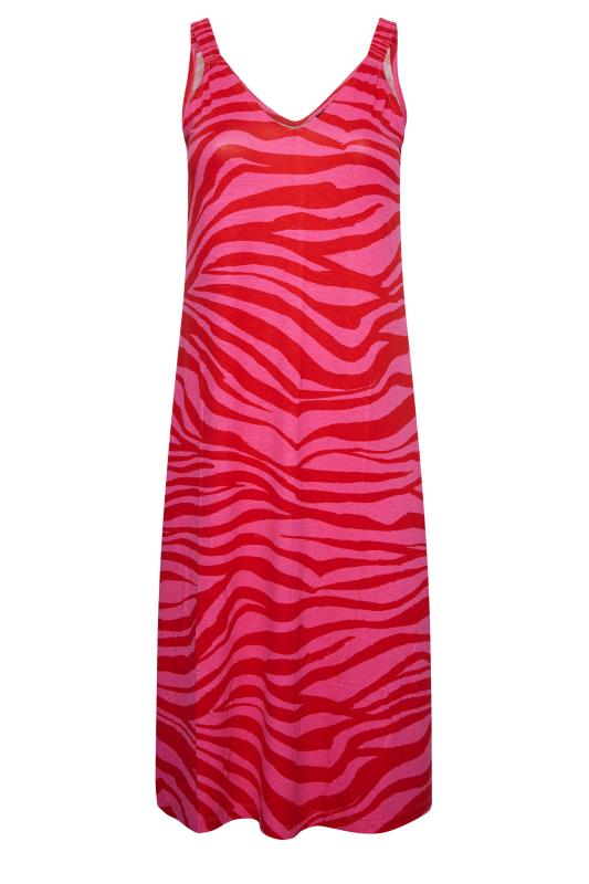 YOURS Plus Size Pink Zebra Print Midaxi Beach Dress | Yours Clothing 6