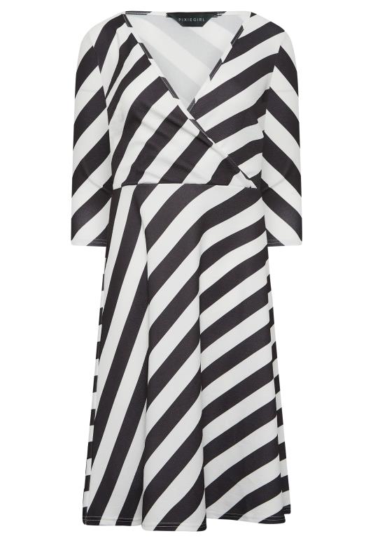 Petite Black & White Stripe Wrap Dress | PixieGirl 6