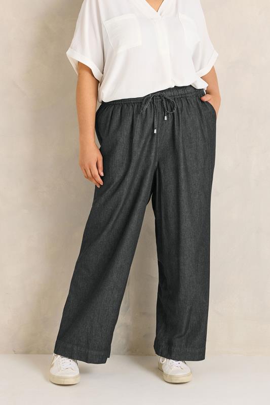  Evans Denim-Hose mit weitem Bein in Schwarz aus Baumwolle