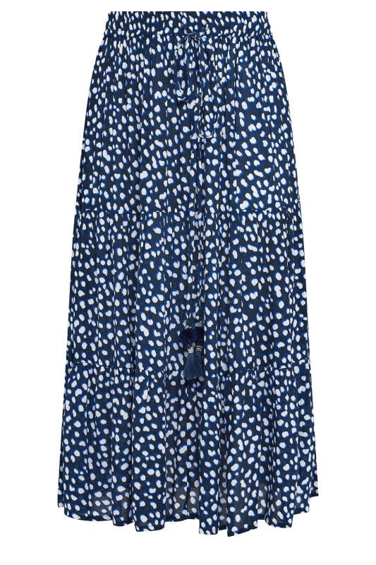 YOURS Plus Size Navy Blue Spot Print Tiered Beach Skirt  5