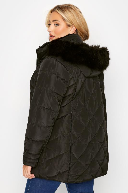 Plus Size  Curve Black Panelled Puffer Jacket