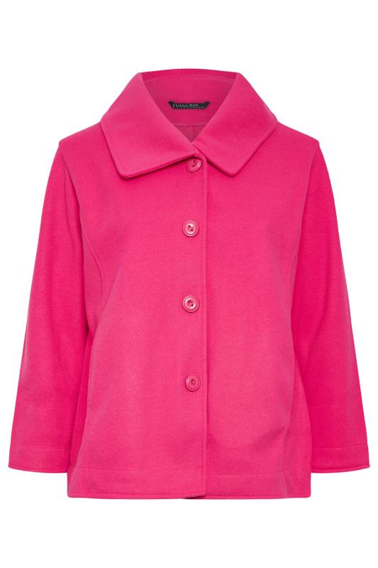 Manon Hot Pink Button Formal Coat | Evans  5