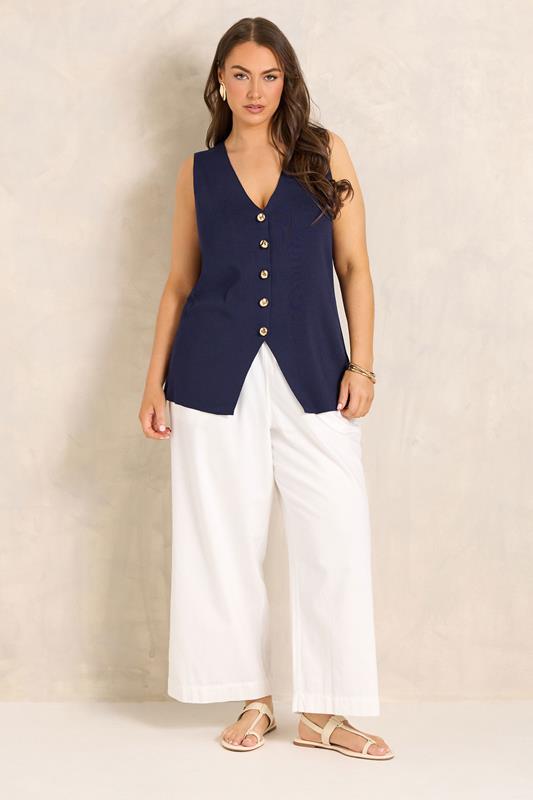 EVANS Plus Size Navy Blue Knitted Waistcoat | Evans 1