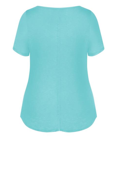 Aqua Blue Slub Short Sleeve T-Shirt 4