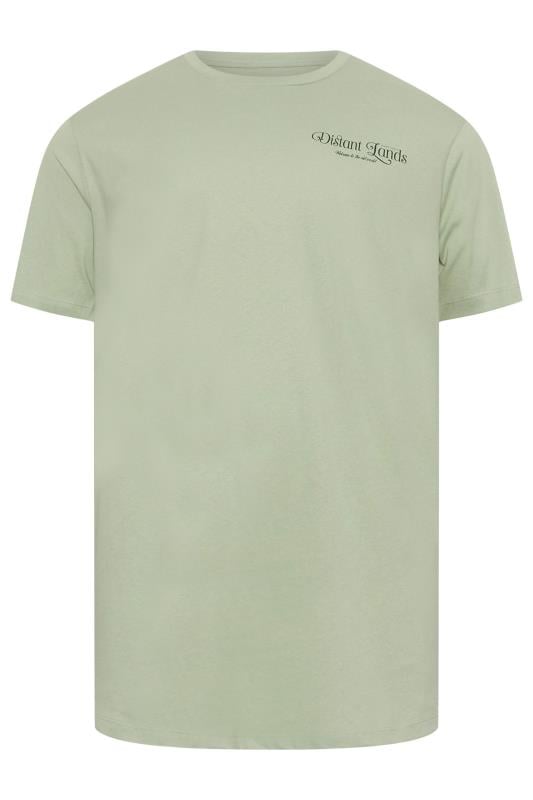 JACK & JONES Big & Tall Sage Green Fountain Crew Neck T-Shirt | BadRhino 4