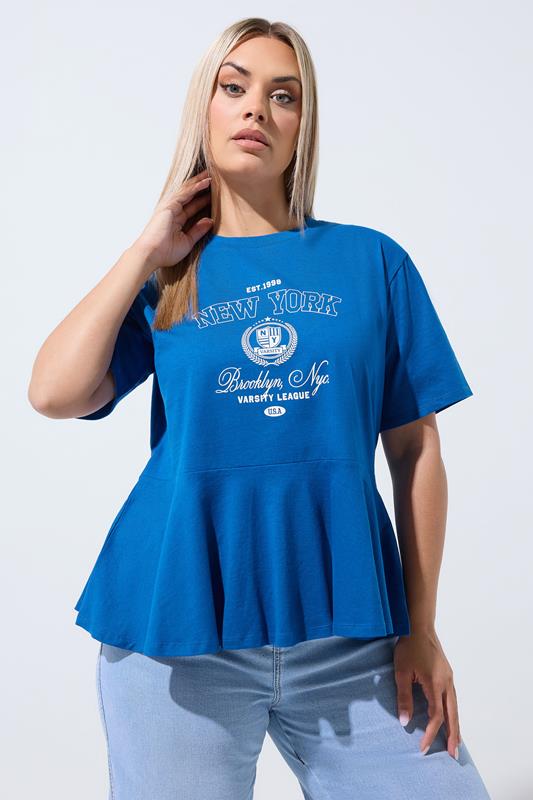  LIMITED COLLECTION blusa deportiva peplum azul