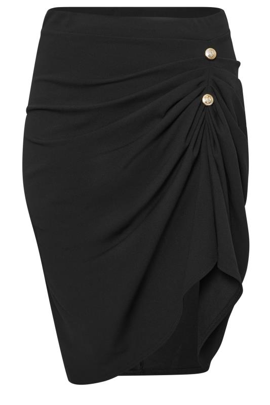 YOURS LONDON Plus Size Black Gathered Button Detail Skirt | Yours Clothing 5