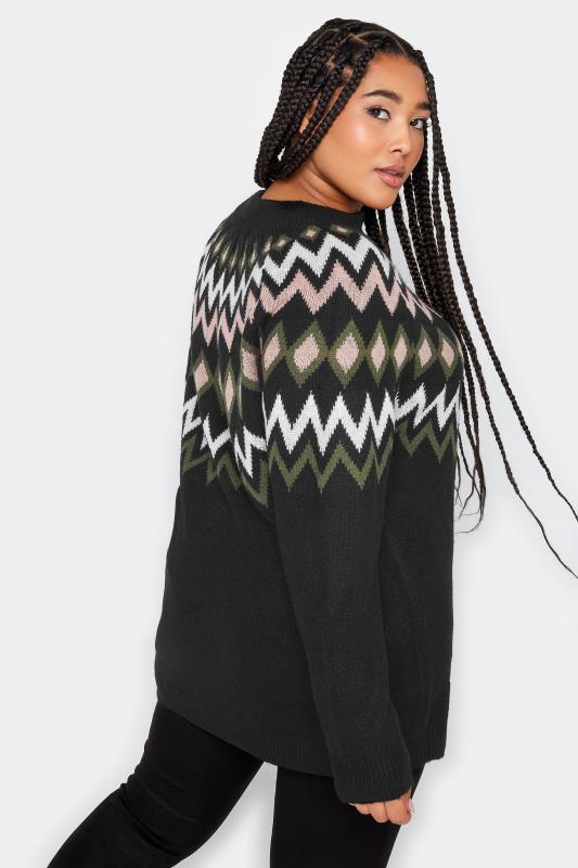 YOURS Plus Size Black Fairisle Knitted Jumper | Yours Clothing 3