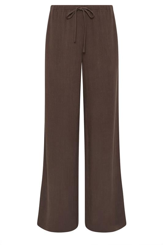 LTS Tall Women's Chocolate Brown Wide Leg Linen Trousers | Long Tall Sally 6