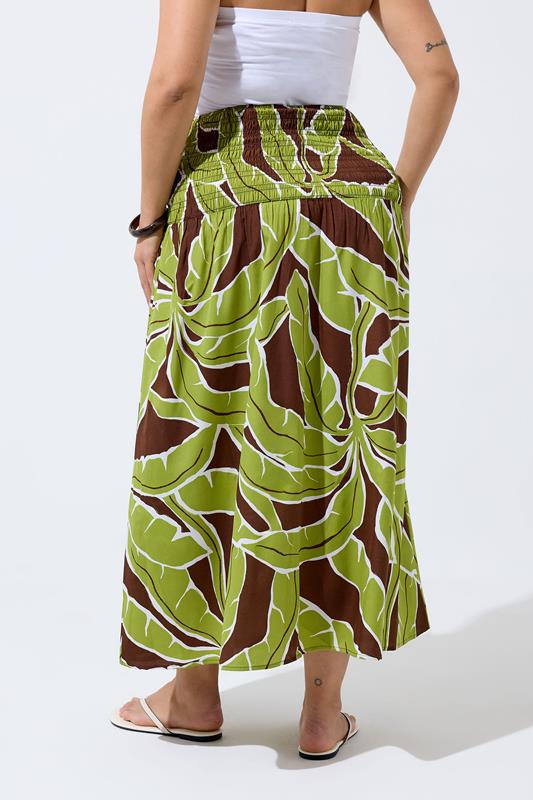 LIMITED COLLECTION Plus Size Green Palm Leaf Skirt | Yours Clothing 4