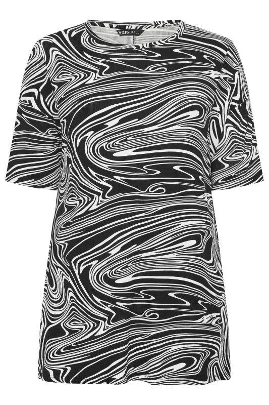 YOURS Plus Size Black Abstract Swirl Print Top | Yours Clothing 5