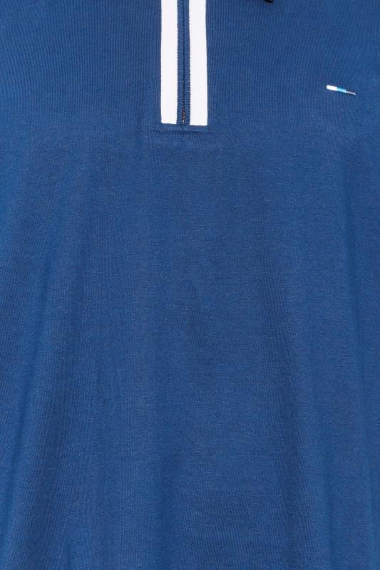 BadRhino Mens Big & Tall Blue Jersey Zip Polo Shirt | BadRhino 2