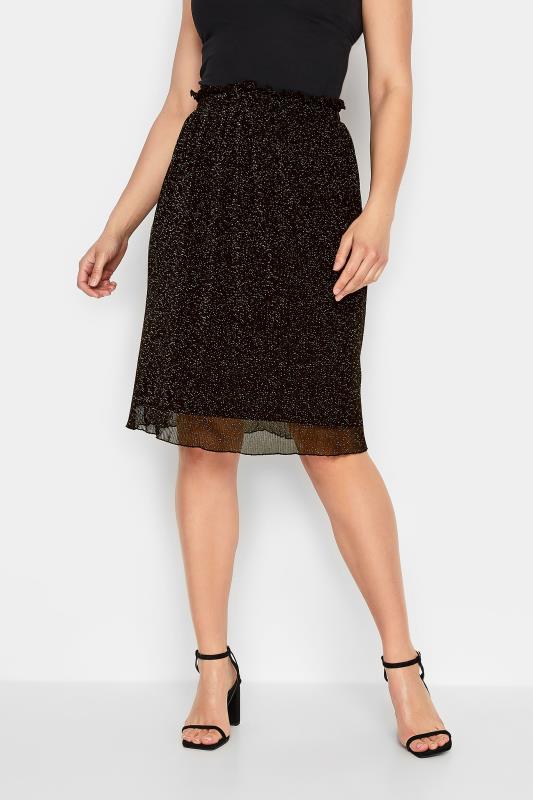 LTS Tall Women's Black Glitter Pleated Skirt | Long Tall Sally  1