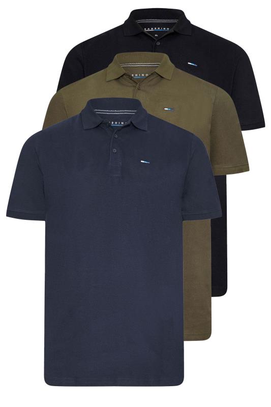BadRhino 3 Pack Black & Navy Blue Plain Polo Shirts | BadRhino 2