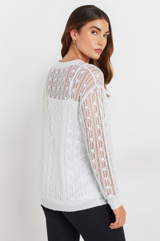 LTS Tall Women's Light Grey Metallic Crochet Jumper | Long Tall Sally 3