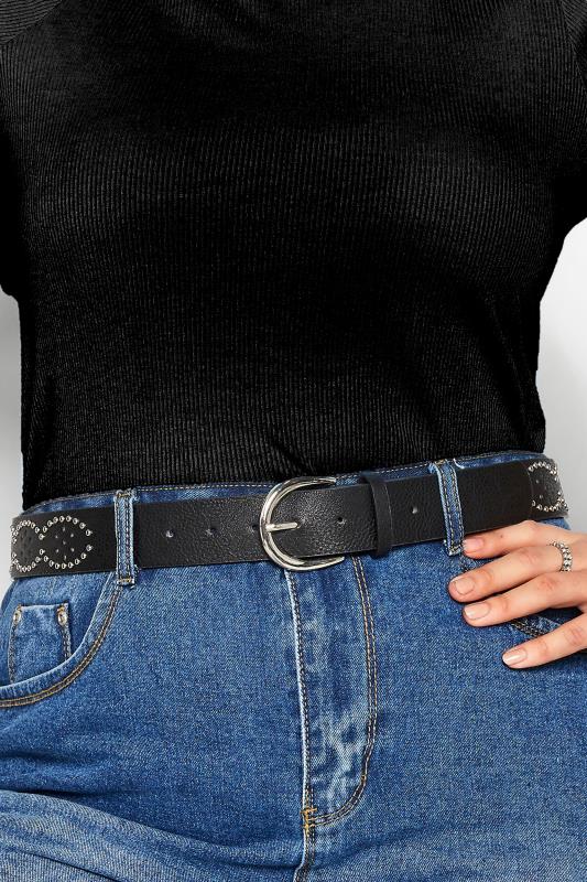Black Studded Belt | Yours Clothing 1