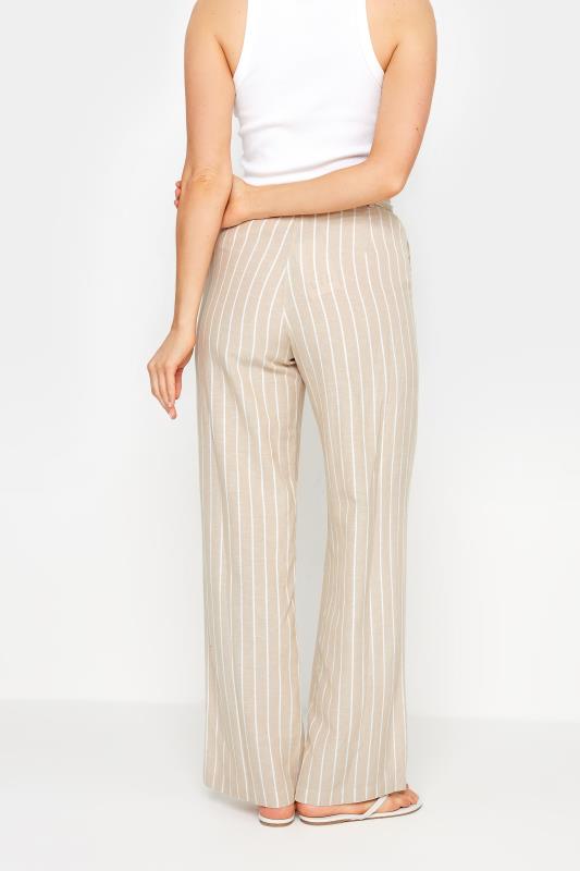 LTS Tall Women's Stone Brown Stripe Linen Wide Leg Trousers | Long Tall Sally 3