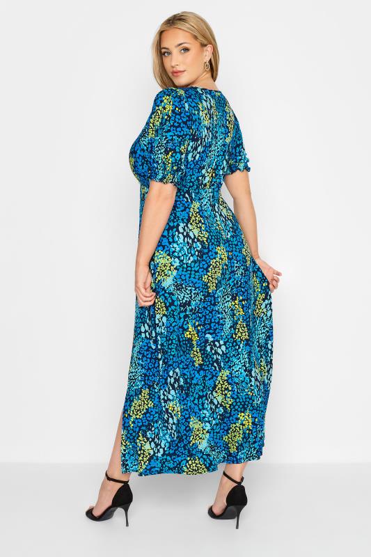 YOURS LONDON Plus Size Blue Animal Print Keyhole Maxi Dress | Yours Clothing 3