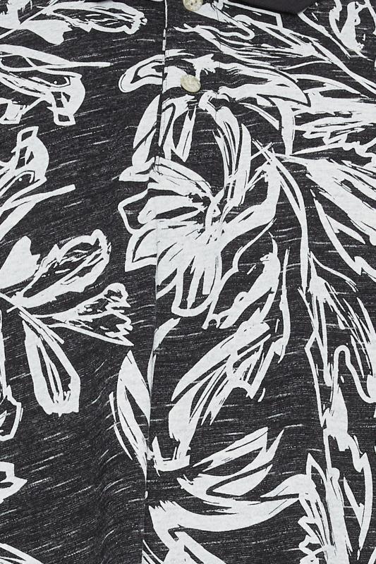 JACK & JONES Big & Tall Black Tropical Print Short Sleeve Polo Shirt | BadRhino 4