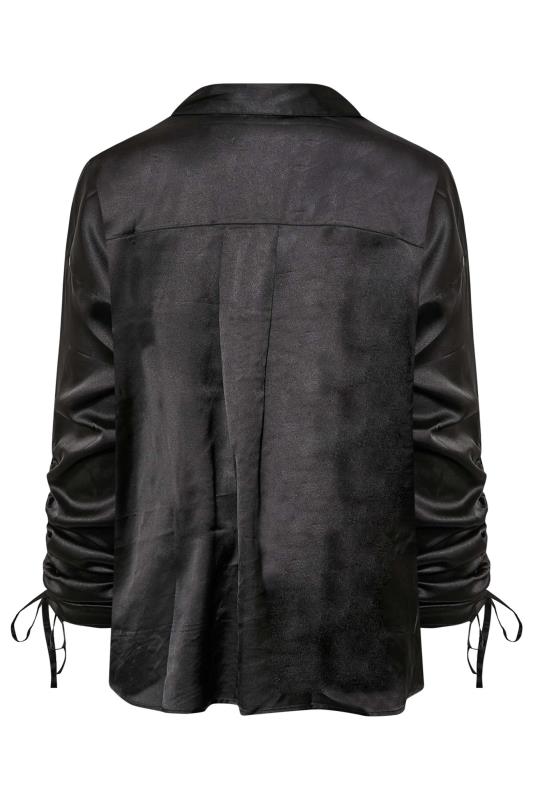 LIMITED COLLECTION Curve Black Ruched Sleeve Satin Shirt 8