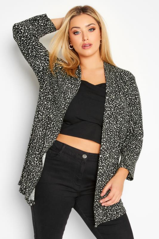 Plus Size Charcoal Grey Animal Print Ribbed Cardigan | Yours Clothing  1